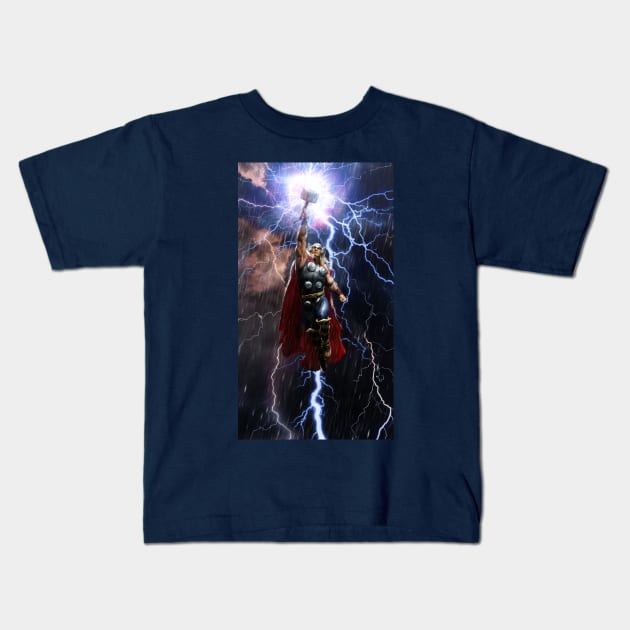 The Mighty Thor Kids T-Shirt by uncannyknack